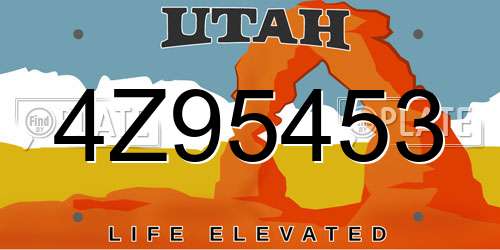 4Z95453 Utah License Plate