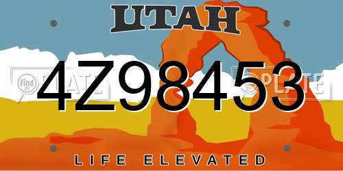 4Z98453 Utah License Plate