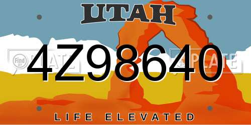 4Z98640 Utah License Plate