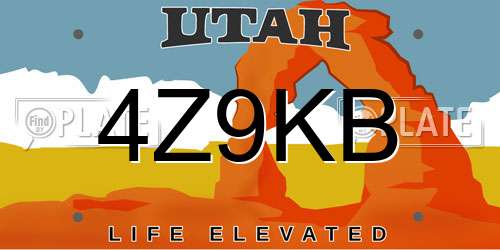 4Z9KB Utah License Plate