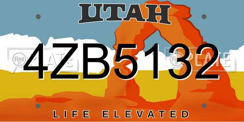 4ZB5132 Utah License Plate