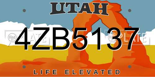4ZB5137 Utah License Plate
