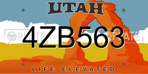 4ZB563 Utah License Plate