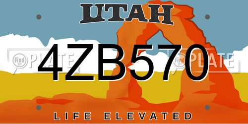 4ZB570 Utah License Plate