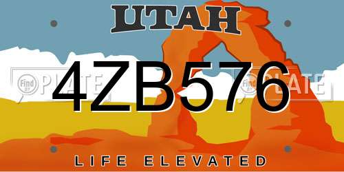 4ZB576 Utah License Plate