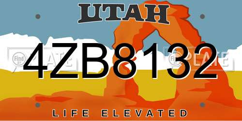 4ZB8132 Utah License Plate