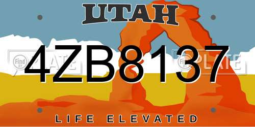 4ZB8137 Utah License Plate