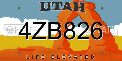 4ZB826 Utah License Plate