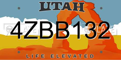 4ZBB132 Utah License Plate
