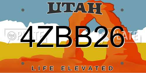 4ZBB26 Utah License Plate