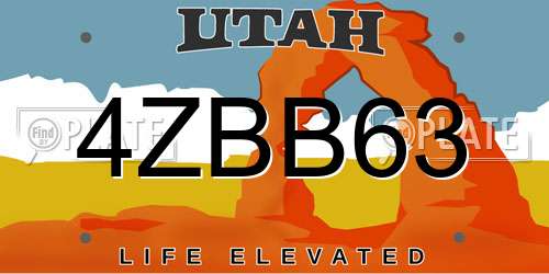 4ZBB63 Utah License Plate