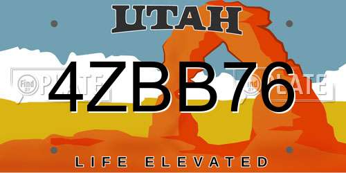4ZBB76 Utah License Plate