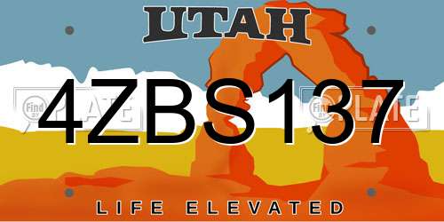 4ZBS137 Utah License Plate