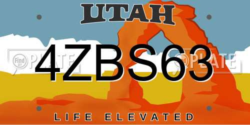 4ZBS63 Utah License Plate
