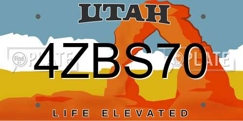 4ZBS70 Utah License Plate