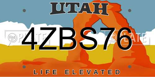 4ZBS76 Utah License Plate
