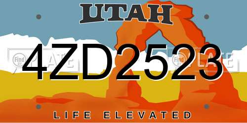 4ZD2523 Utah License Plate