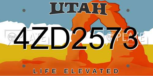 4ZD2573 Utah License Plate