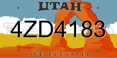 4ZD4183 Utah License Plate