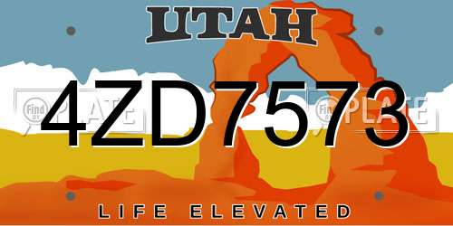 4ZD7573 Utah License Plate