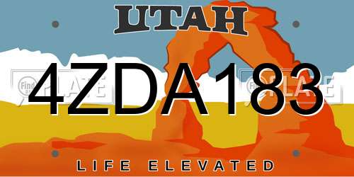 4ZDA183 Utah License Plate