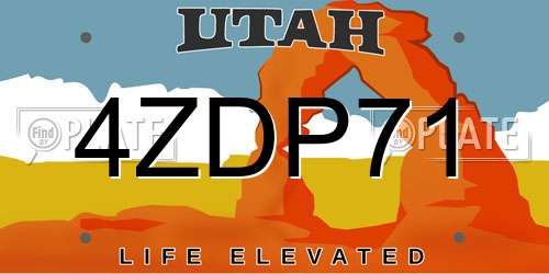 4ZDP71 Utah License Plate