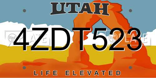 4ZDT523 Utah License Plate