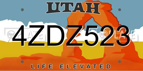 4ZDZ523 Utah License Plate