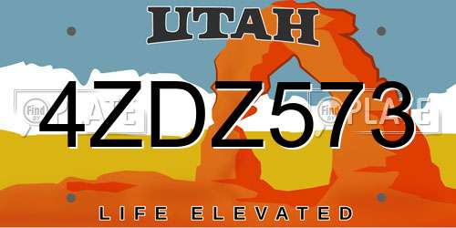 4ZDZ573 Utah License Plate