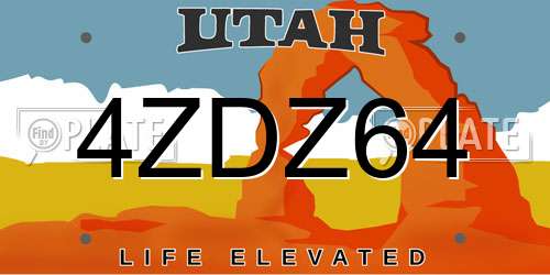 4ZDZ64 Utah License Plate