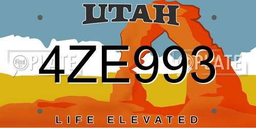 4ZE993 Utah License Plate