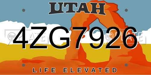 4ZG7926 Utah License Plate