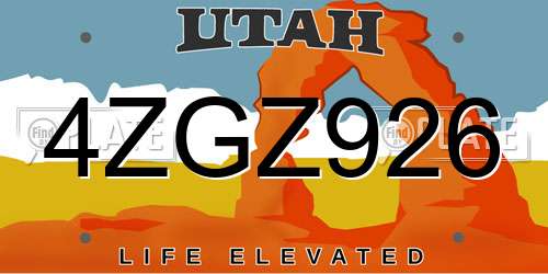 4ZGZ926 Utah License Plate