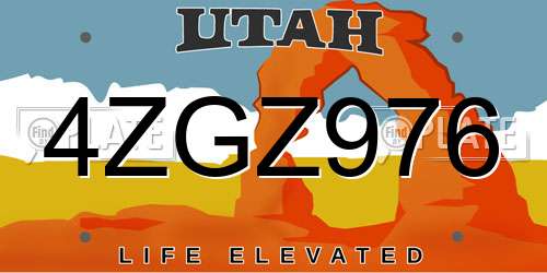 4ZGZ976 Utah License Plate