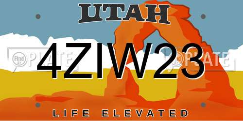 4ZIW23 Utah License Plate