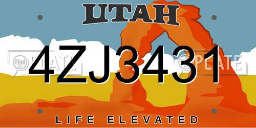 4ZJ3431 Utah License Plate