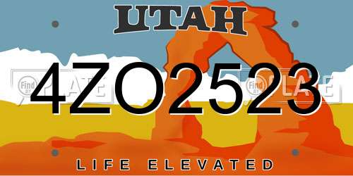 4ZO2523 Utah License Plate