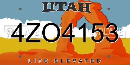 4ZO4153 Utah License Plate