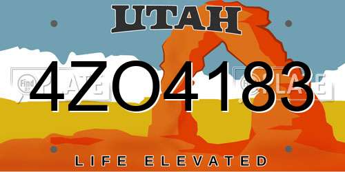 4ZO4183 Utah License Plate