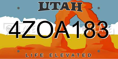 4ZOA183 Utah License Plate