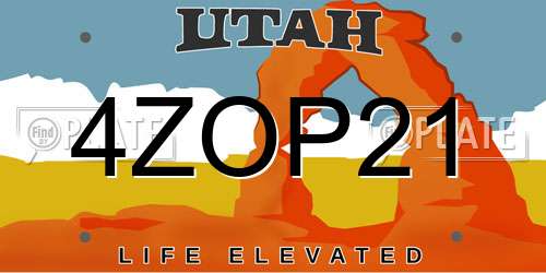 4ZOP21 Utah License Plate