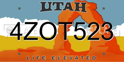 4ZOT523 Utah License Plate
