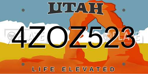 4ZOZ523 Utah License Plate
