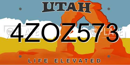 4ZOZ573 Utah License Plate