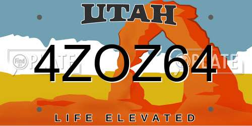 4ZOZ64 Utah License Plate