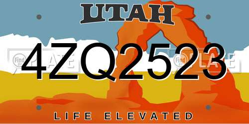 4ZQ2523 Utah License Plate