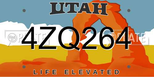 4ZQ264 Utah License Plate