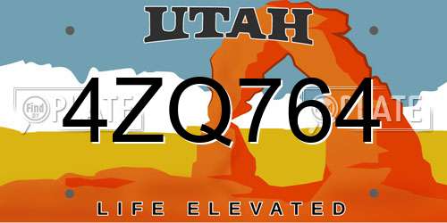 4ZQ764 Utah License Plate