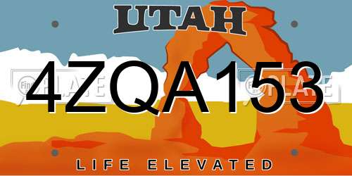 4ZQA153 Utah License Plate