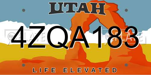 4ZQA183 Utah License Plate